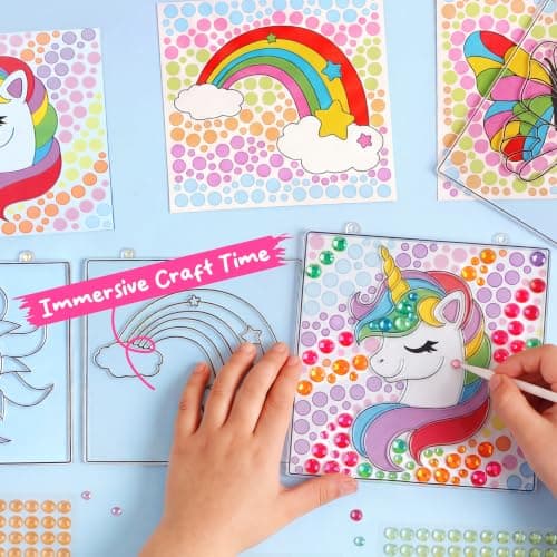 Klever Kits 4PCS Window Art, 2-in-1 Gems and Gels Suncatcher, 2 Ways to Play Diamond and Gels, Arts & Crafts Toys for Boys Girls, Christmas Birthday Gifts for Kids Age 6 and Up — view 6