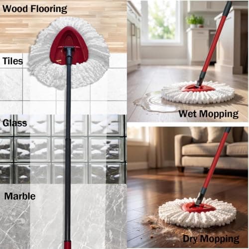 Spin Mop Replacement Microfiber Head Refill for O Cedar EasyWring (4 PCS) — view 3