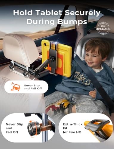 LISEN for iPad Holder Car Tablet Mount, Road Trip Essentials Toddler Kids Travel Gifts, Car Accessories for Women Interior Organizer Mens Truck 3in1 Tablet Holder for Car Camping Back Seat Headrest — view 6