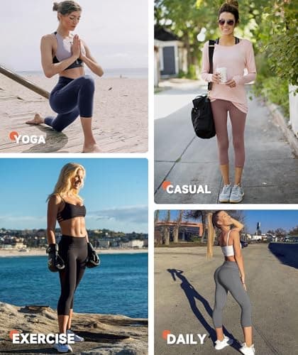 GAYHAY High Waisted Capri Leggings for Women - Soft Slim Yoga Pants for Running Cycling Workout Black — view 5
