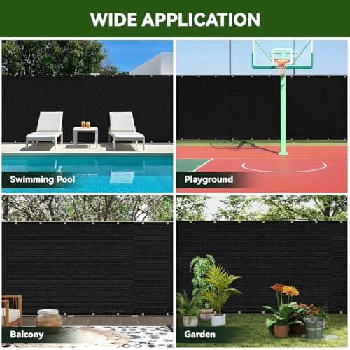 Avolend 4'x50' Privacy Fence Screen, Heavy Duty Windscreen Fencing Mesh Fabric Shade Cover for Outdoor Wall Garden Yard Pool Deck, Black — view 6