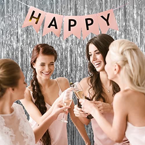 2 Pack Foil Curtain Backdrop Silver Metallic Tinsel Foil Fringe Curtains Photo Booth Props for Birthday Wedding Engagement Baby Shower Bachelorette Christmas Holiday Celebration Party Decorations — view 5