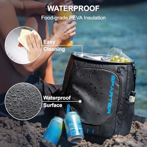 SPARTER Backpack Cooler Insulated Leak Proof 33 Cans, 2 Insulated Compartments Thermal Bag, Portable Lightweight Beach Travel Camping Lunch Backpack for Men and Women — view 4