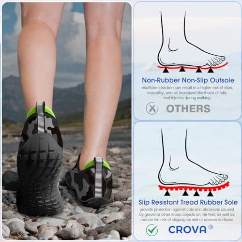 CROVA Built-in Heel Grips Water Shoes for Kids Girls Boys Hiking Shoes Wide Barefoot Swim Beach Pools Slip-On Quick Dry Lightweight for Big Little Kids Toddler — view 4