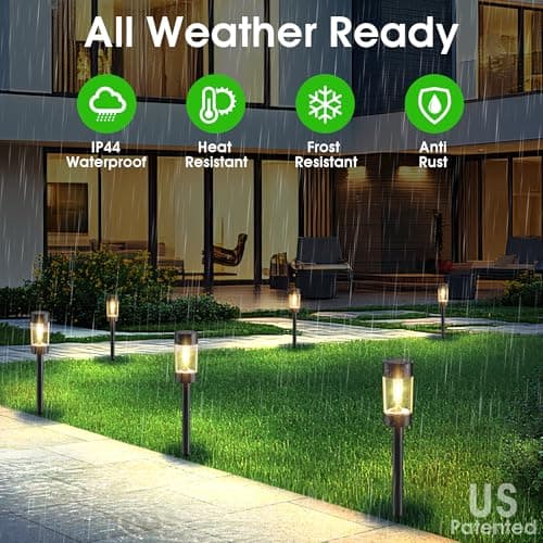 Eyrosa Solar Lights Outdoor, 12 Pack Waterproof Solar Landscape Lighting for Pathway Garden Yard Path Walkway Driveway Lawn Patio Outside Decor, Warm White — view 4