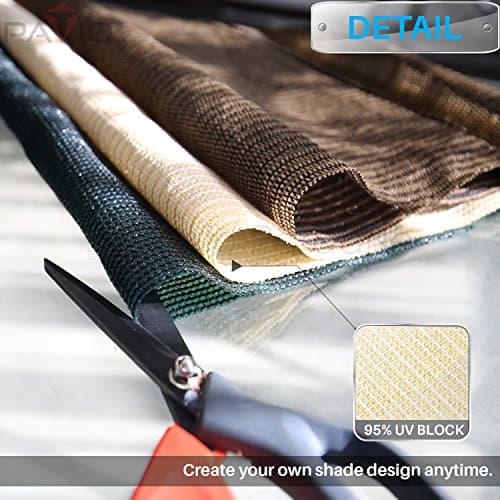 Patio 12' x 30' Sun Shade Fabric Roll 6/8/12 FT Shade Cloth for Patio, Outdoor Mesh Sail Sun Shades Canopy Replacement Pergola Cover for Backyard Deck Porch, Beige — view 2