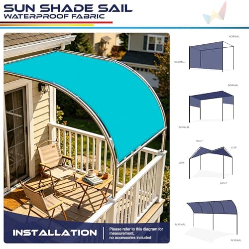 Windscreen4less 7' x 27' Waterproof Sun Shade Sail Straight Edge Outdoor Canopy Cover UV Block for Lawn Patio Backyard Garden Deck Pergola (Turquoise) — view 4