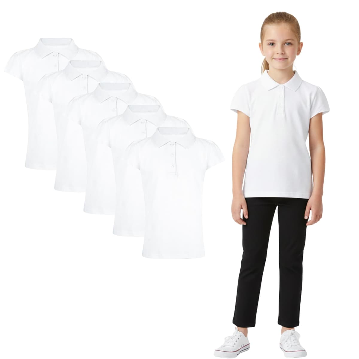 A2Z 4 Kids Girls Plain Polo Shirts Summer Tank Top and Tees New Casual Fashion Soft Feel School T Shirts Gifts for Childrens Age 3-13 Years — view 2