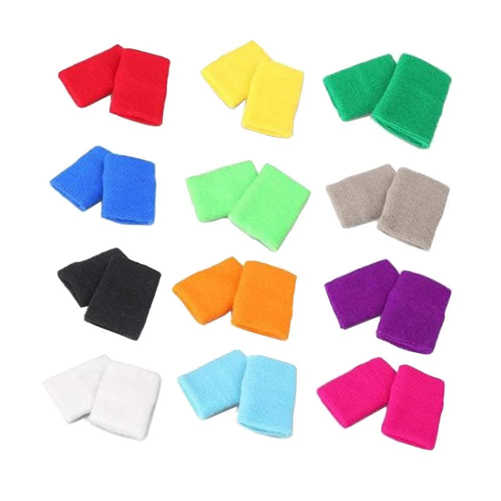 Czemo 12 Pares Muñequeras Deportivas Pulseras de algodón Coloridas Sweatband para Tenis Baloncesto — view 2