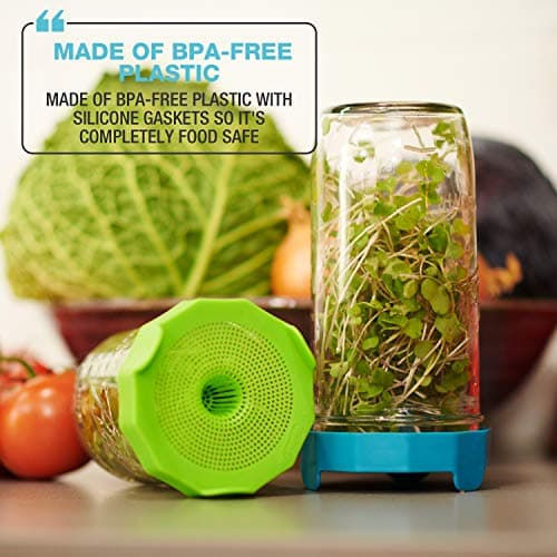Masontops Bean Screen Plastic Mason Jar Sprouting Lids Mason Jar Sprouting Kit – for Growing Broccoli Seeds, Alfalfa, Mung Bean Sprouts – Wide Mouth Seed Sprouting Jar Lids Sprouting Kit Mason Jar — view 4