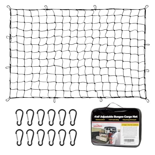Autofonder Cargo Net 4’x6’ Truck Bed Bungee Mesh 12 Carabiners