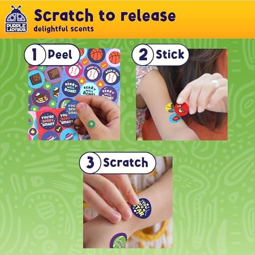 PURPLE LADYBUG 1260 Scratch and Sniff Stickers for Kids - Reward & Motivational Stickers - Smelly Stickers Teacher Must Haves for Classroom Essentials — view 4
