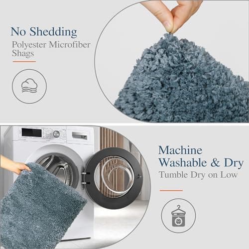 Walensee Large Bathroom Rug (24 x 72, Slate) Extra Soft and Absorbent Shaggy Bathroom Mat Machine Washable Microfiber Bath Mat for Bathroom, Non Slip Bath Mat, Luxury Bathroom Floor Mats — view 3