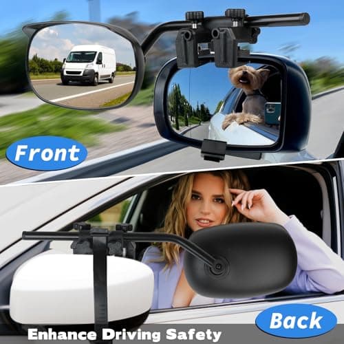 Universal Clip on Towing Mirror, 2026 New Extensions for Towing Side Mirror Extender with RainGuard Adjustable Convex Snap and Zap Tow Mirrors for Car Truck Trailer RV SUV Driver and Passenger Side — view 2