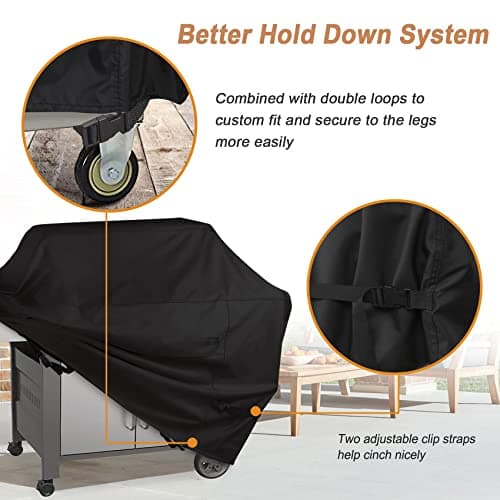 NettyPro Grill Cover Heavy Duty Waterproof 56 inch, Outdoor 2-3 Burners Gas BBQ Cover for Outside Weber, Char-Broil, Brinkmann, Nexgrill Barbecue, Black — view 3