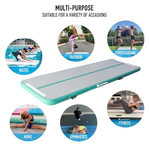 AKSPORT Air Mat Tumble Track Gymnastis Tumbling Mat Inflatable Mats With Electric Air Pump for Home Use/Tumble/Gym/Training/Cheerleading/Parkour/Beach/Park/Water(Mint Green, 13.12ft) — view 5