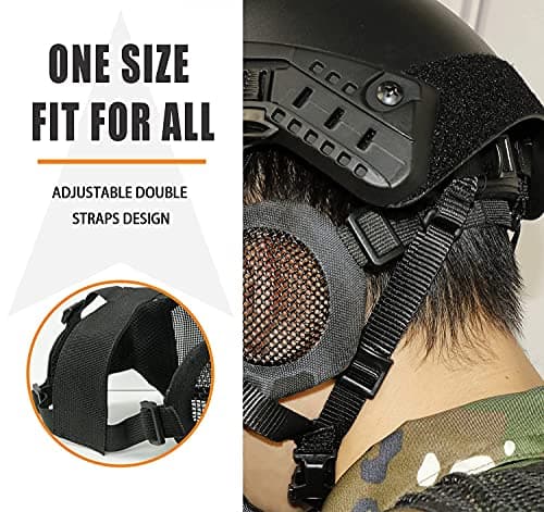 AOUTACC Airsoft Mesh Mask, Half Face Mesh Masks with Ear Protection and Tactical Goggles Set for CS/Hunting/Paintball/Shooting — view 2
