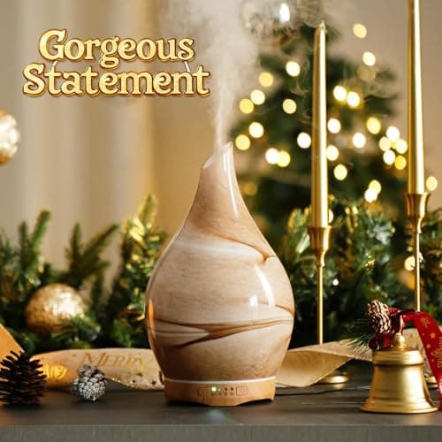 Porseme 280ml Essential Oil Diffuser Glass Color Changing Aroma Air Diffusers Aromatherapy Ultrasonic Cool Mist Humidifier 7 Running Hours Waterless Auto-Off (Desert) — view 3