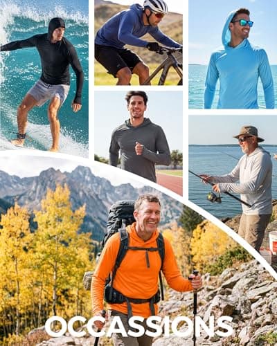 Boladeci Mens Long Sleeve Shirt Fishing Hoodie UPF 50+ UV Protection Sun Shirts Summer Water SPF Rash Guard Tee Tops T-Shirts Swim Shirts XS Green — view 4