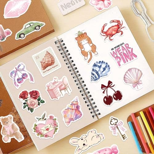 200PCS Pink Coquette Stickers, Aesthetic Girly Cute Bow Tie Sticker for Girls Women Teens Adults, Inspirational Preppy Vintage Y2K Decals for Laptop Water Bottles Guitar Computer — view 2