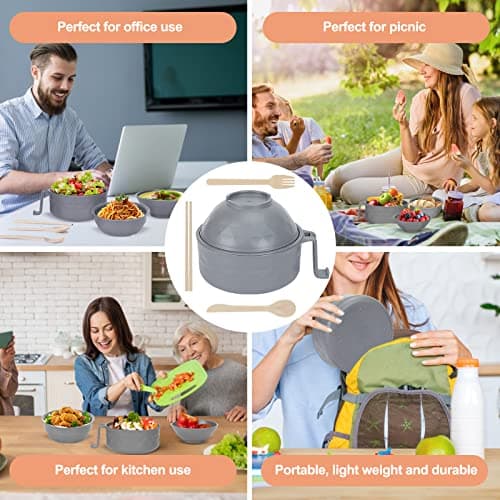 RORBAM Microwave Ramen Cooker,Ramen Bowl With Chopsticks and Spoon,For Office College Dorm Room Essentials Instant Lunch Ideal for Shin and Buldak Noodle On The Go, Dishwasher-Safe,BPA-Free. (gray) — view 5