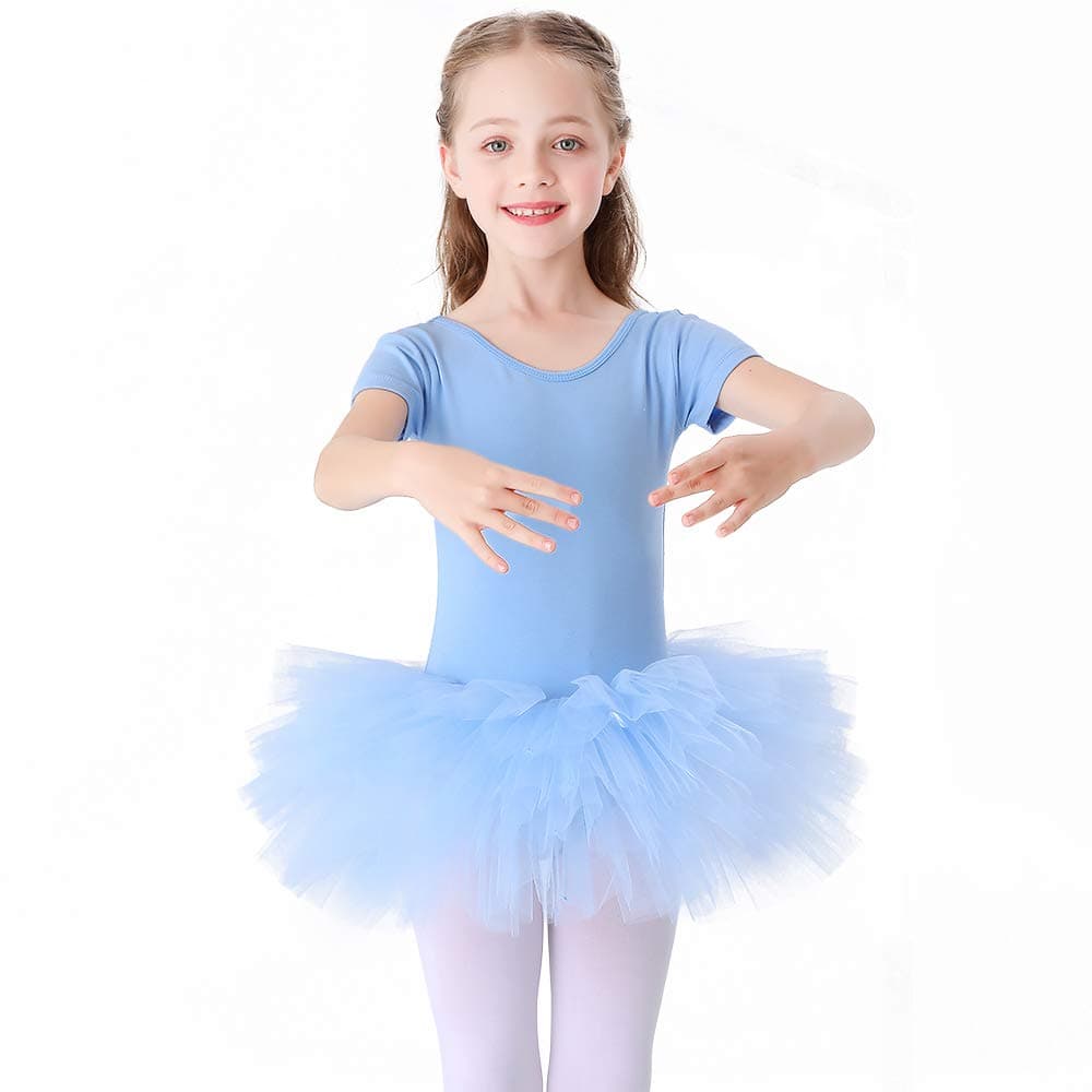 Bezioner Maillot de Danza Tutú Vestido de Ballet Gimnasia Leotardo Algodón Body Clásico Manga Corta Manga Corta para Niña — view 10