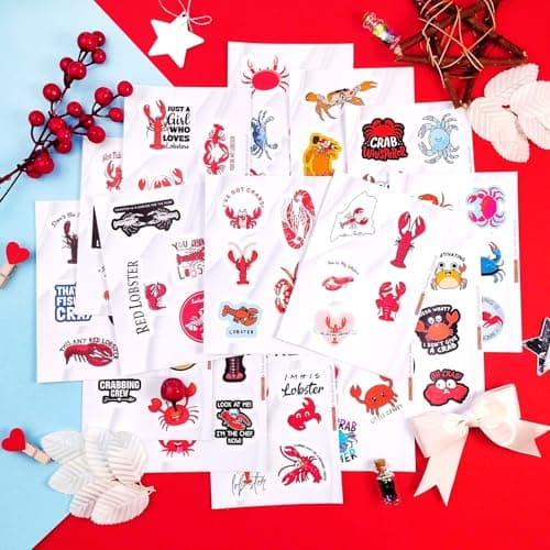 BulbaCraft Crab & Lobster Stickers for Water Bottle and Laptop - Marine Life Party Supplies & Decorations, Waterproof Vinyl Sea Creature Decals, Lobster Stickers Laptop Decals, Gifts for Women & Men — view 4