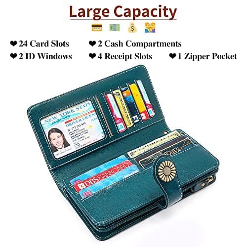 SENDEFN Wallets for Women Leather Credit Card Holder with RFID Blocking Large Capacity Wristlet — view 2