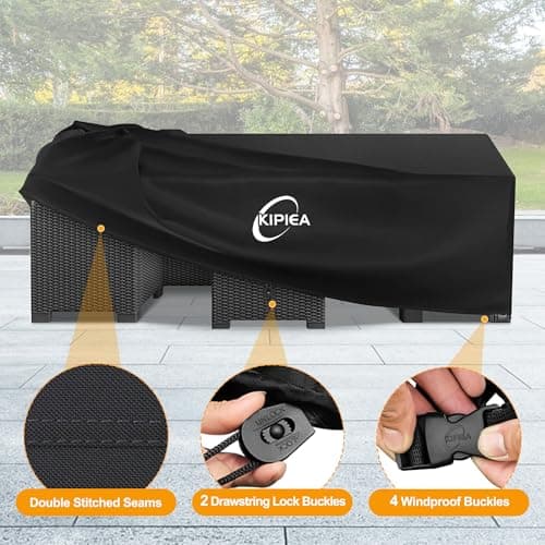 Kipiea 600D Patio Furniture Covers Waterproof Winter, Outdoor Furniture Set Covers for Table Chairs, Heavy-Duty Outdoor Sofa Covers with Anti UV and No Tears, No Fading (98" L x 98" W x 36" H) — view 4