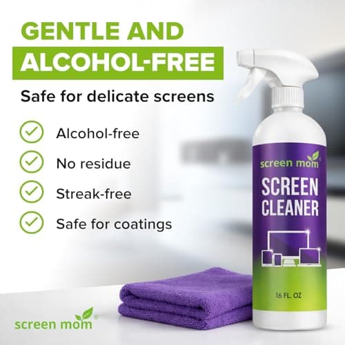 Screen Mom Screen Cleaner Spray and Microfiber Cloth 16oz Screen Cleaner Spray and Wipe for TV, Laptop, Computer, Phone, iPad, Car Screen Cleaning Kit Electronic Cleaner Spray — view 3