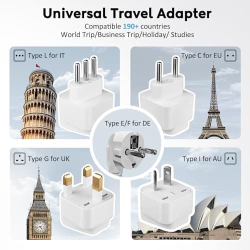 Mapambo 2000W 220V to 110V Converter for Hair Dryer, Voltage Converter US to Europe, Converter for European Travel with Type G C I L, Universal Travel Adapter with 2 USB-C 2 USB-A (Gray) — view 4