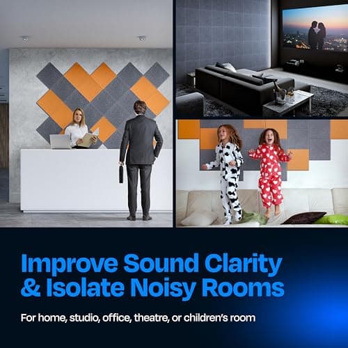 Ekkogo Acoustic Panels 12-Pack Soundproof Wall Panels 12"X12"X0.4" Sound Panels High Density Sound Dampening Panels - [Pebble Gray Square] — view 3