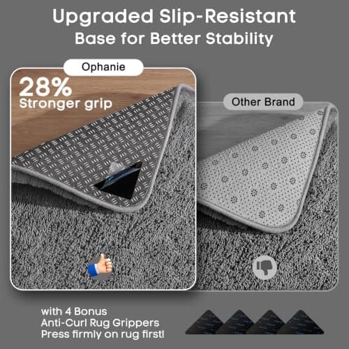 Ophanie Small Rug Upgrade Non Slip Throw Bedside Area Rugs, Fluffy Soft Grey Mini Bedroom Carpet, Affordable Door Entryway Indoor Inside Front Entrance Dog 2x3 Mat, Home Decor Aesthetic, Nursery — view 3