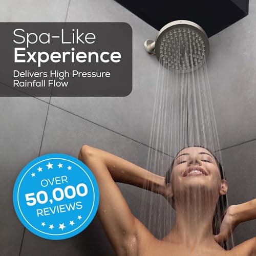 SparkPod Rain Shower Head, 6 Inch Round, Elegant Brushed Nickel Finish — view 3
