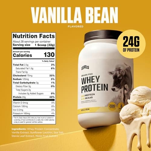 Levels Whey Protein Powder, No Artificial Ingredients, Vanilla Bean, 2LB — view 2
