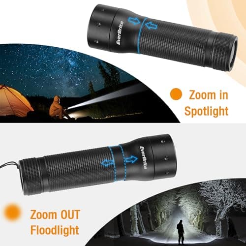 EverBrite Mini Flashlight, Zoomable LED Flash Light, 3 Modes, 3AAA Batteries Included, Handheld Small Flashlight for Camping, Emergency, Home – Black — view 3
