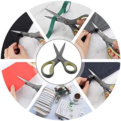 LIVINGO 2 Pack 8" Titanium Non-Stick Scissors, Professional Stainless Steel Comfort Grip, All-Purpose, Straight Office Craft Scissors for Tape, Paper, Cardboard(Green/Yellow) — view 5