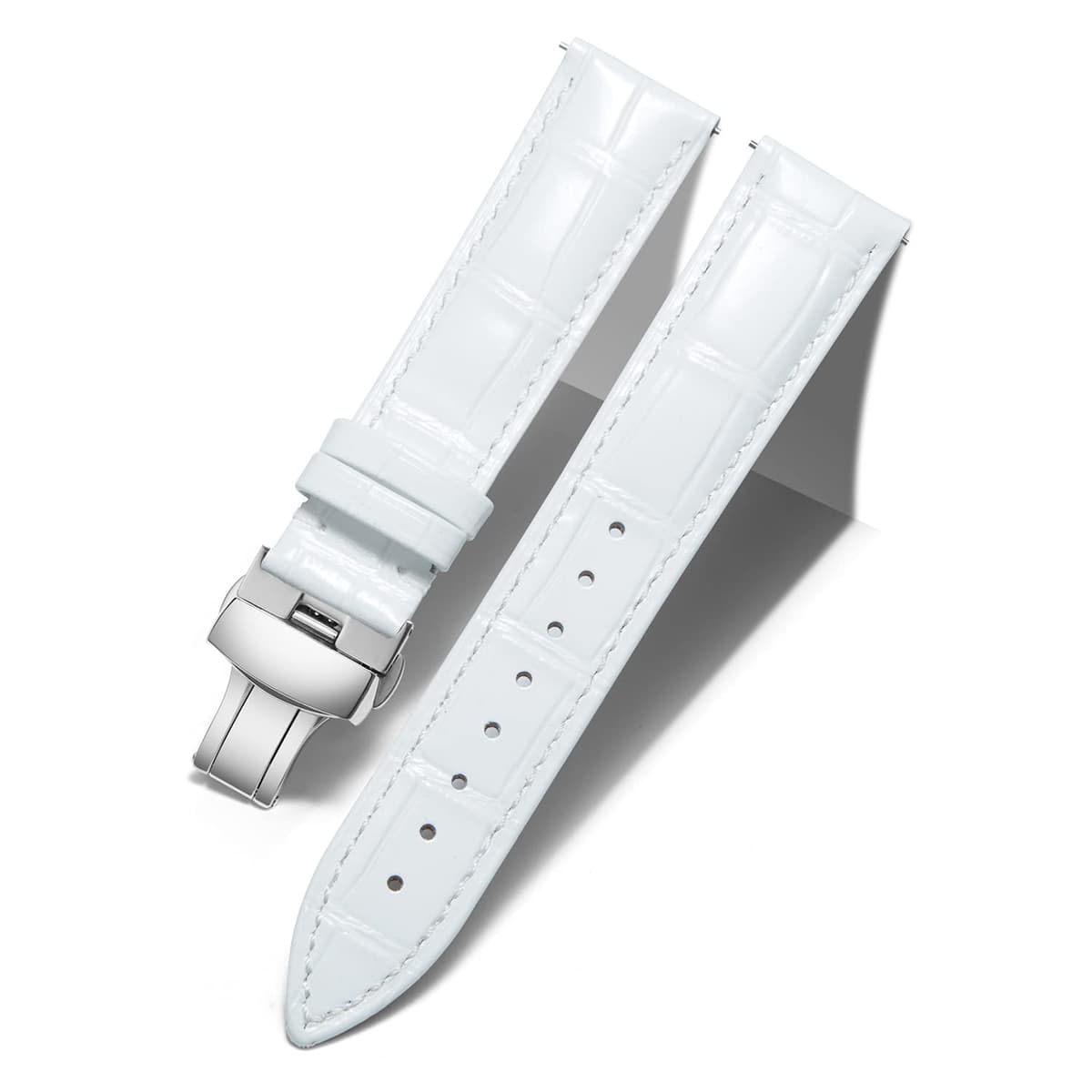 BINLUN Correa de Reloj de Cuero Correa de Piel Repuesto para Hombres/Mujeres con Hebilla de Despliegue Mariposa Plata/Oro/Oro Rosa 12mm-24mm 10 Colores