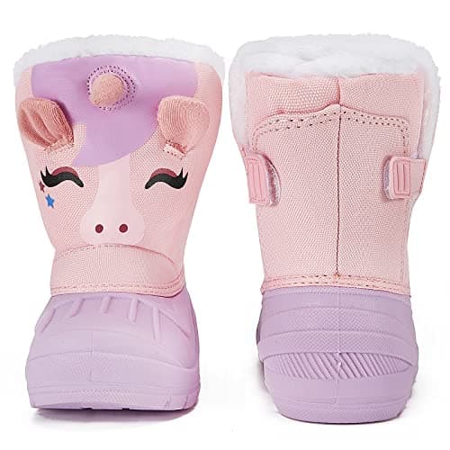 MORENDL Kids' Snow Boots Insulated Waterproof Fur Lined Warm Anti-Slip Winter Shoes for Boys and Girls Outdoor Walking(Toddler/Little Kid) — view 4