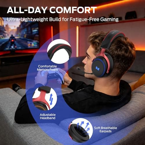 Monster Mission 350 Gaming Headset for PC, PS4, PS5, with Virtual 7.1 Surround Sound, RGB Lighting, Memory Foam, Over Ear Headphones for Switch, Xbox Series X/S, Laptop, Mobile — view 5