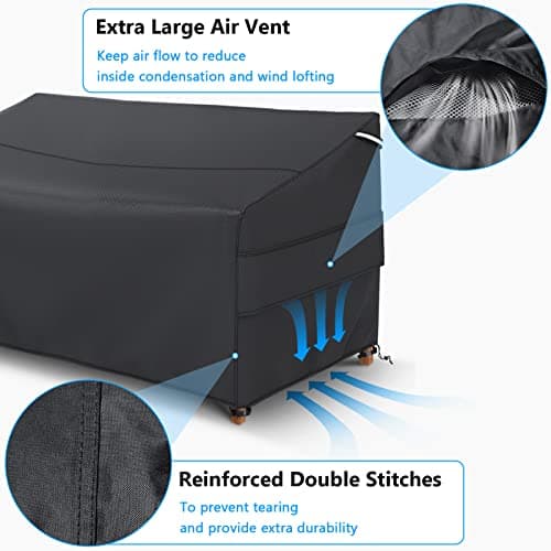 Gasadar Patio Sofa Cover Waterproof for 2-Seater Outdoor Sofa Loveseat and Furnitures,Heavy Duty Outdoor Couch Covers, Anti UV and Dustproof, 60" L×34" D×31" H, Black — view 3