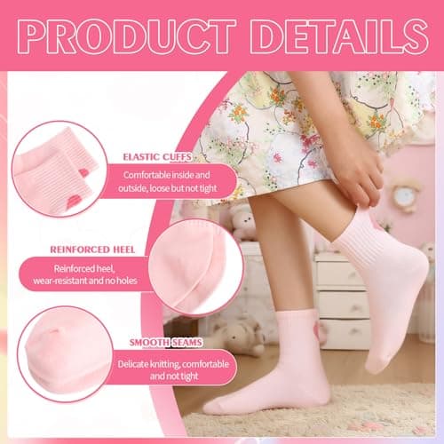 Guigui 6 Pairs Kids Cotton Crew Socks with Heart Stripes for Girls Boys 3-12 — view 3