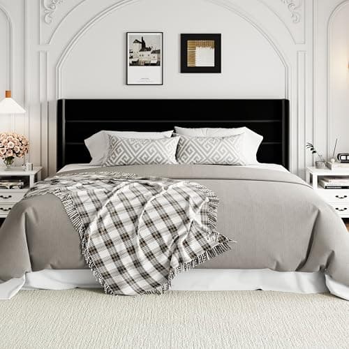 Allewie King Size Velvet Lift Up Storage Bed, Modern Wingback Headboard, Hydraulic Support, No Box Spring Needed, Black — view 7