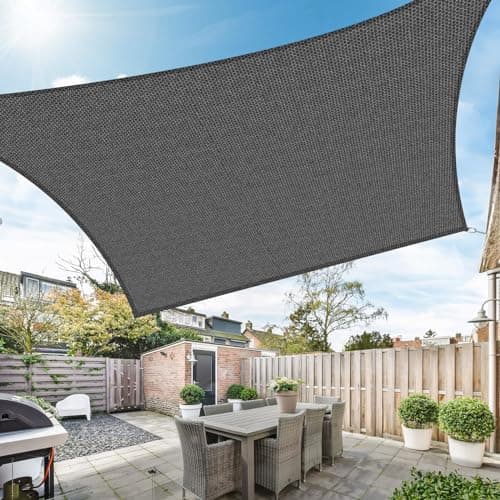 Duerer Sun Shade Sail Canopy 12' x 16' Rectangle, 95% UV Block, Permeable 185GSM Sail Shade Cover for Patio, Garden, Pergola, Backyard, Outdoor Facility & Activities -Anthracite