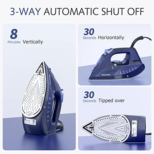 BEAUTURAL Steam Iron for Clothes with Precision Thermostat Dial, Ceramic Coated Soleplate, 3-Way Auto-Off, Self-Cleaning, Anti-Calcium, Anti-Drip — view 4