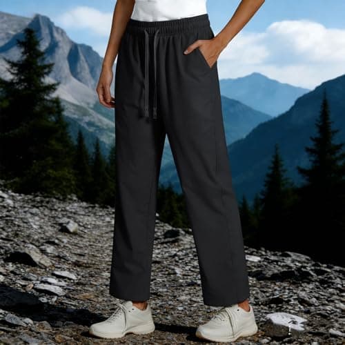 Pantalon Femme, Summer Pants for Women High Waisted Pants for Hiking Golf Quick Dry Loose Sweatpants with Pockets — view 4
