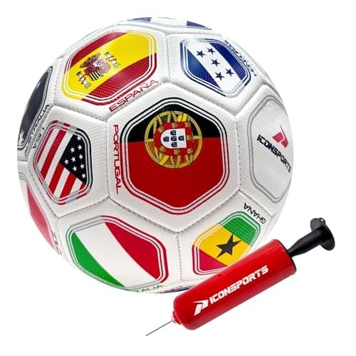 Icon Sports Officially Licensed World Soccer Ball - ISG180BLT White Size 5