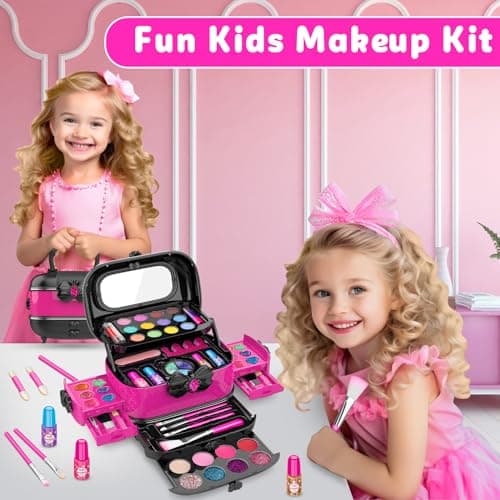 Hollyhi 58 Pcs Kids Makeup Toys Kit for Girls, Real Washable Make Up Set — view 5