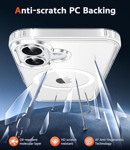 FNTCASE for iPhone 17 Case Clear: Magnetic Phone Cases with Screen Protector Drop Proof Compatible with Magsafe Slim Anti Yellowing Rugged Shockproof Protective Transparent Cover (A-Clear Magnetic) — view 4
