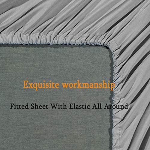 SONORO KATE Bed Sheet Set Super Soft Microfiber 1800 Series Luxury Egyptian Sheets Fit 18-24 Inch Deep Pocket Mattress Wrinkle-6 Piece (Grey, Queen) — view 6